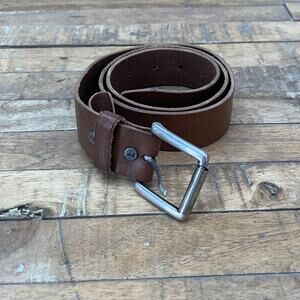 Will Belt Men's 34 Hand Crafted Genuine Leather Belt Brown Silver Buckle Mexico
